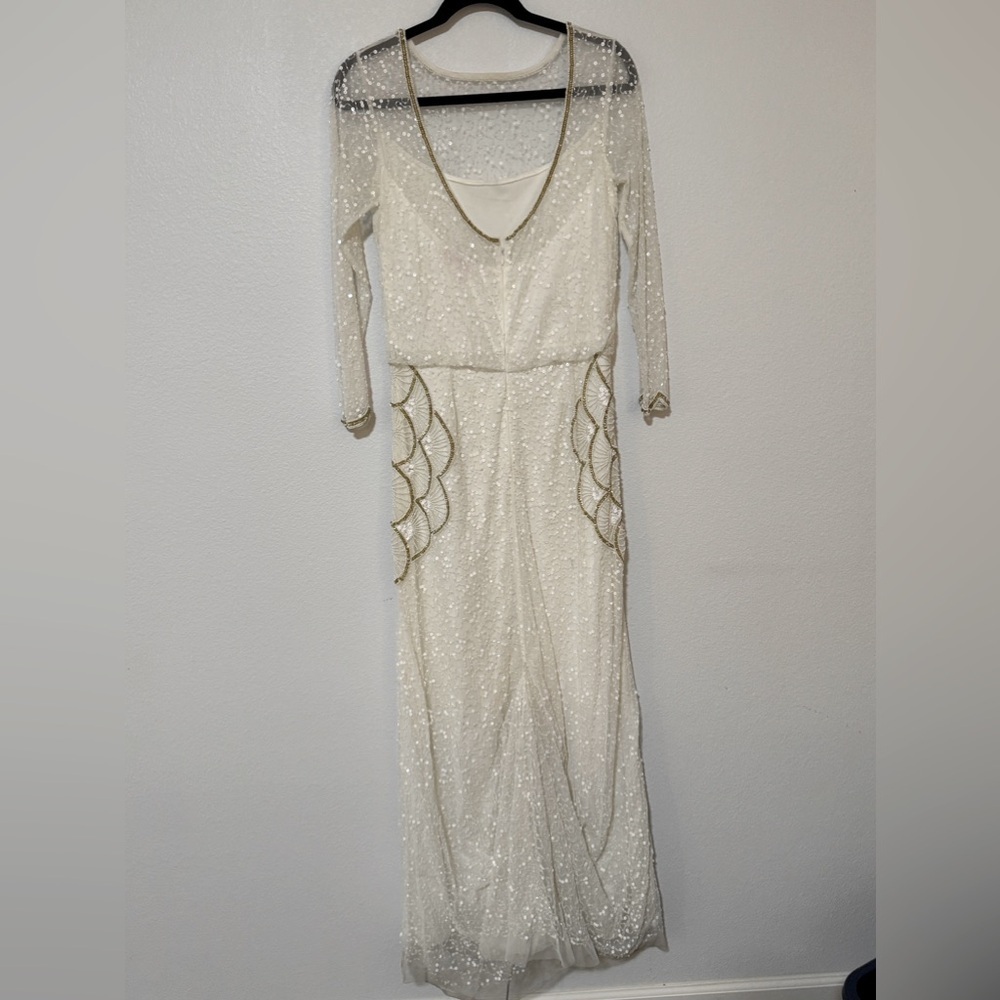 ⭐️Gatsby Lady Roaring 20s Sequin Wedding Dress - Ivory/Gold/ Size 6 - EUC - Picture 2 of 6